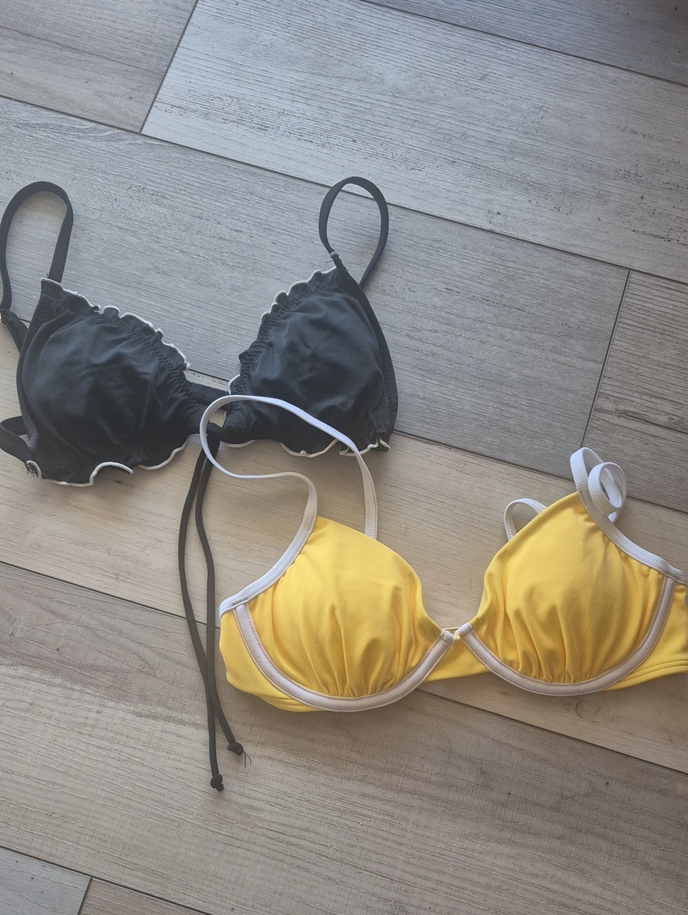 Yellow and Black Bikini Tops - Two-Pack